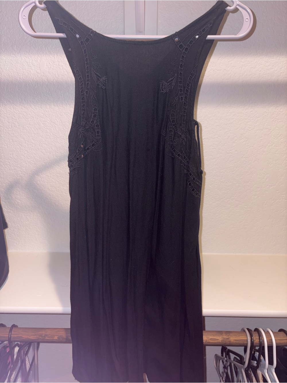 American Eagle Outfitters Black Sleeveless Dress with Crochet Detail